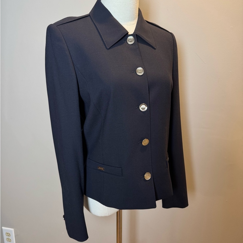 ESCADA Margaretha Ley Navy Blue Buttoned Blazer Jacket Classic Euro 34 or US 4